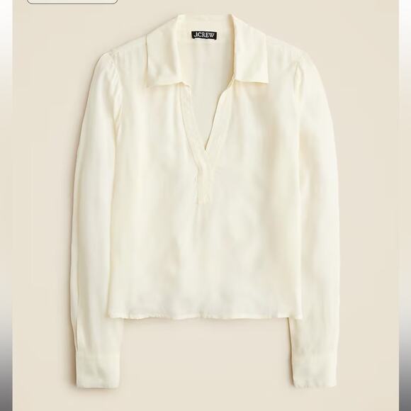 J.Crew Bungalow popover shirt in crepe de chine in ivory - Picture 1 of 6
